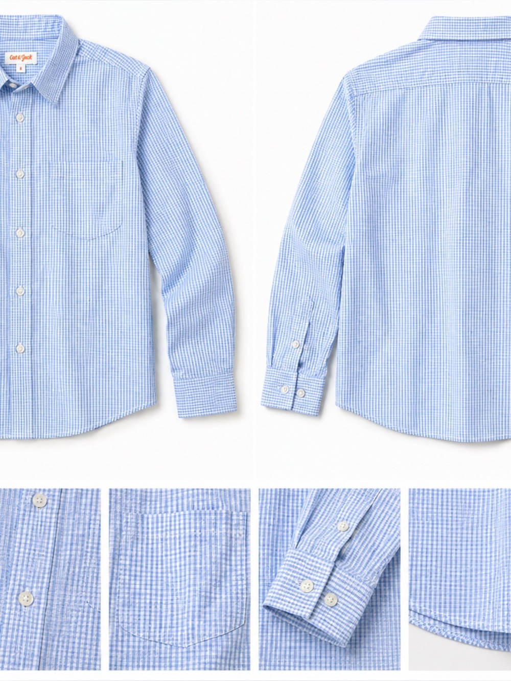 Cat & Jack Light Blue Checked Boys' Dress Shirt